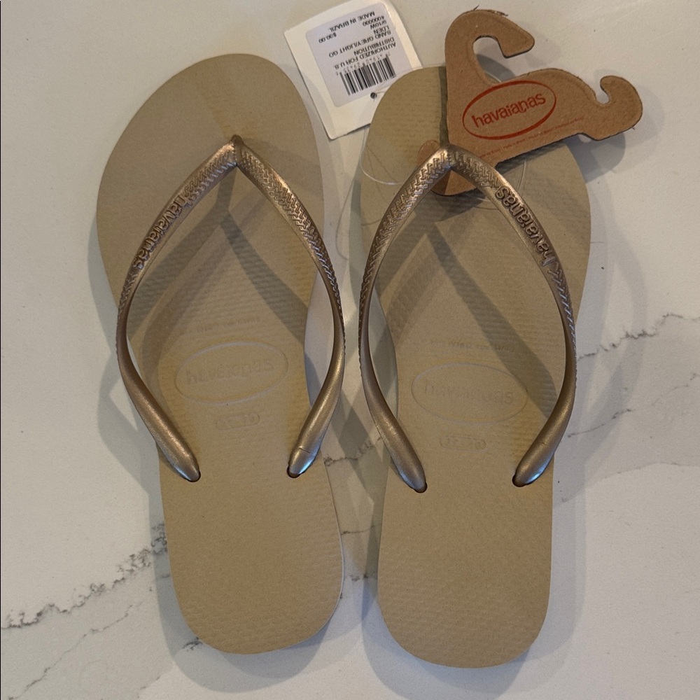 Havaianas Bronze and Beige Flip Flops